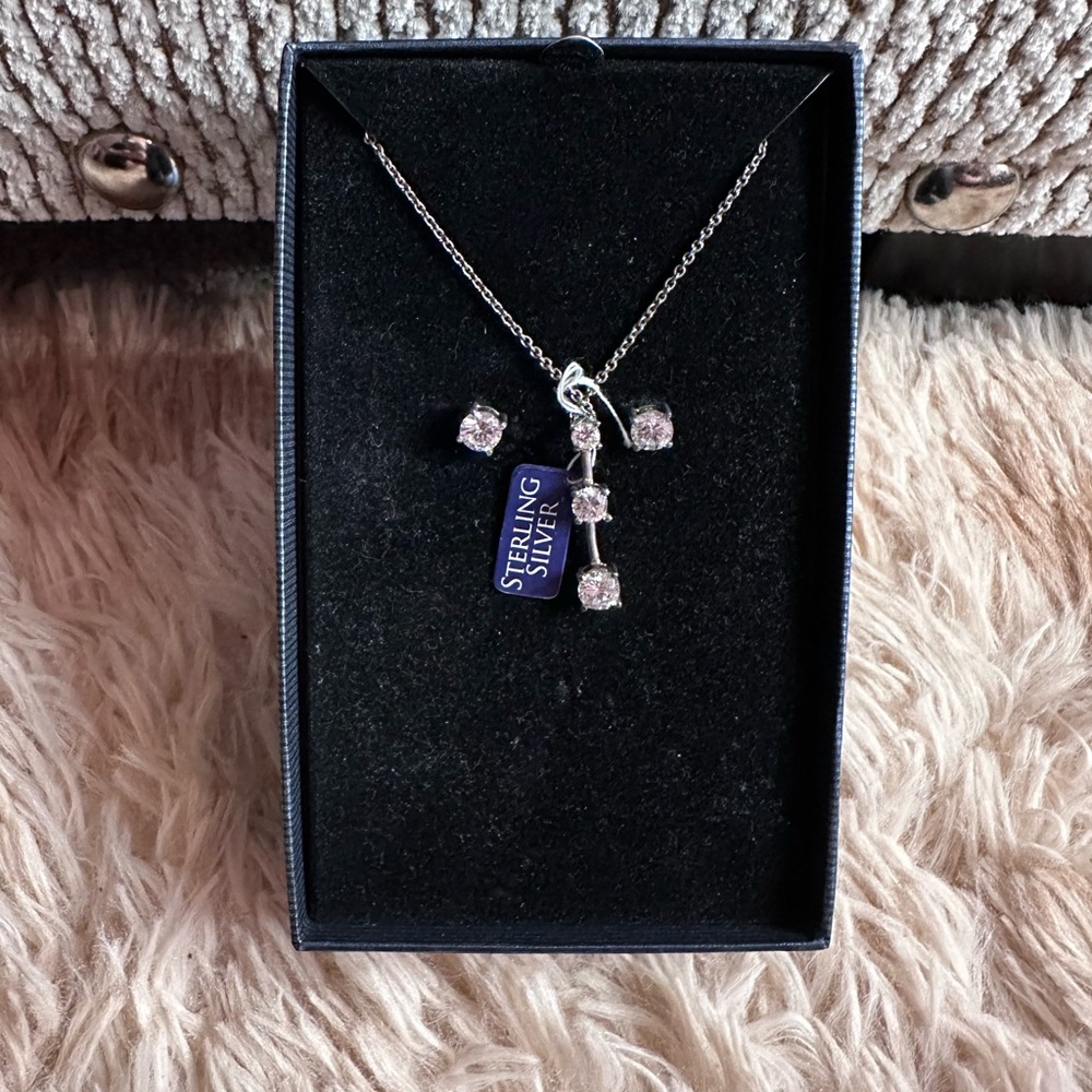Elegant Silver and Pink Charm Necklace